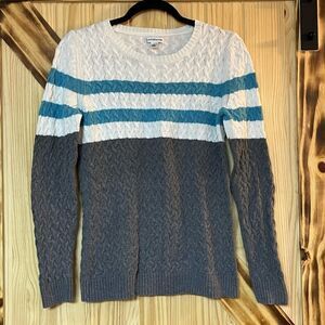 Croft&Barrow Cable Knit Color Block Sweater White M